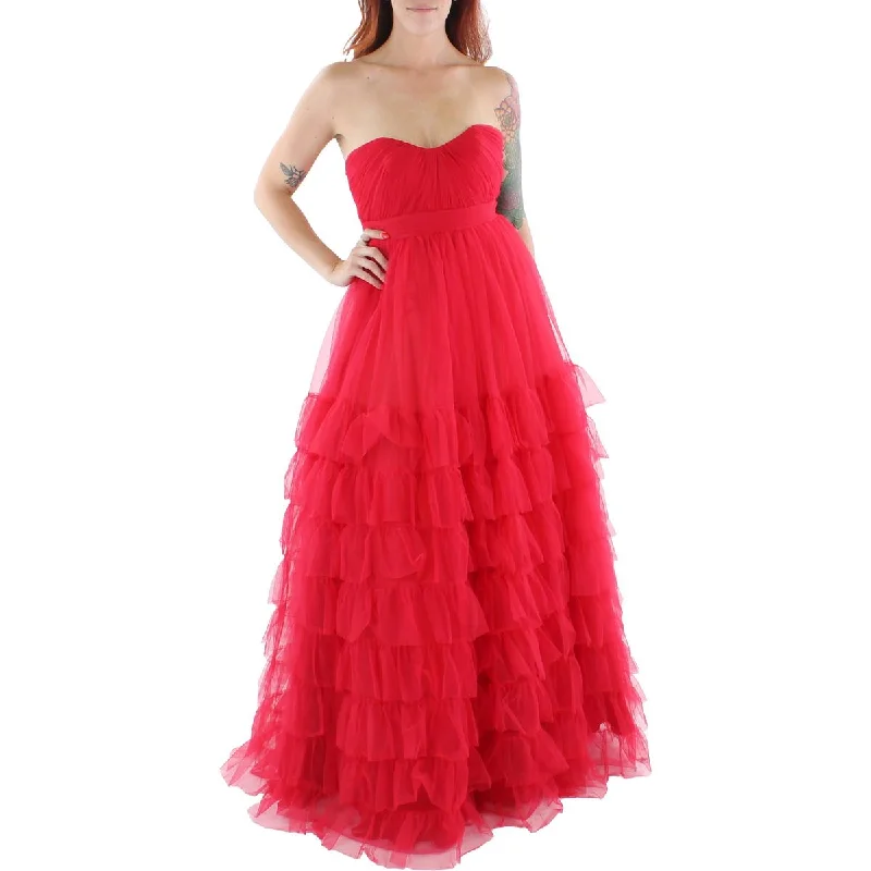 women's flutter-sleeved dressesMac Duggal Womens Tulle Evening Dress