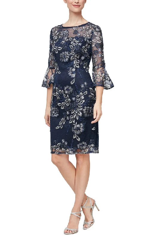 women's ruffle dressesAlex Evenings 81171384 - Floral Midi Dress