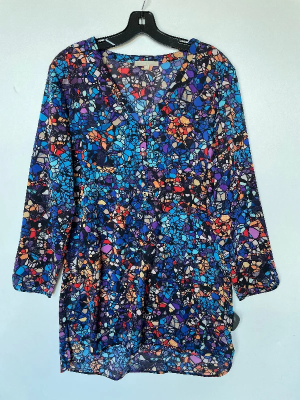 women's tops with bell sleevesTop Long Sleeve By Joan Vass In Multi-colored, Size: M