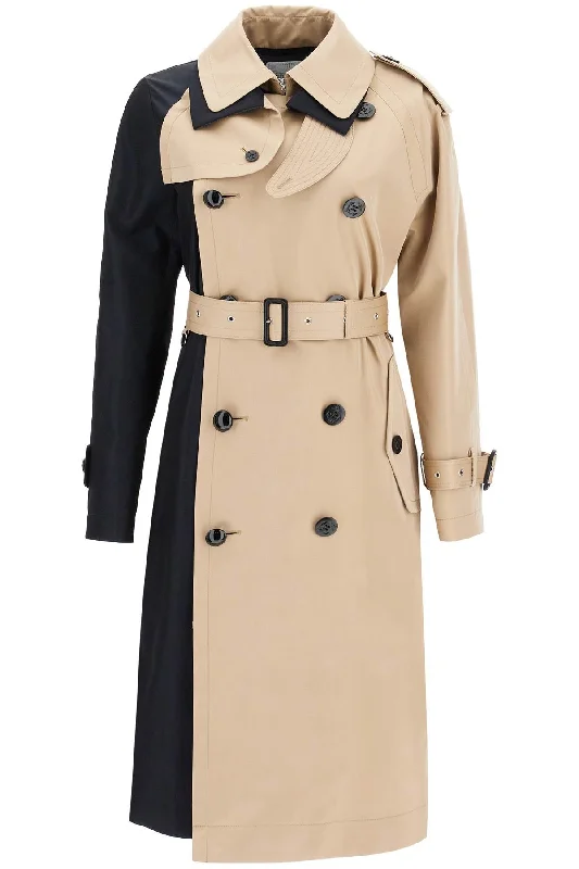 women's coats with beadwork accentsSacai Women's "Color Block Gabardine Trench