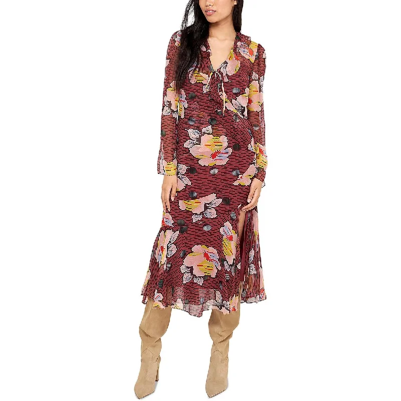 women's wrap dressesJoie Womens Printed Long Sleeve Midi Dress