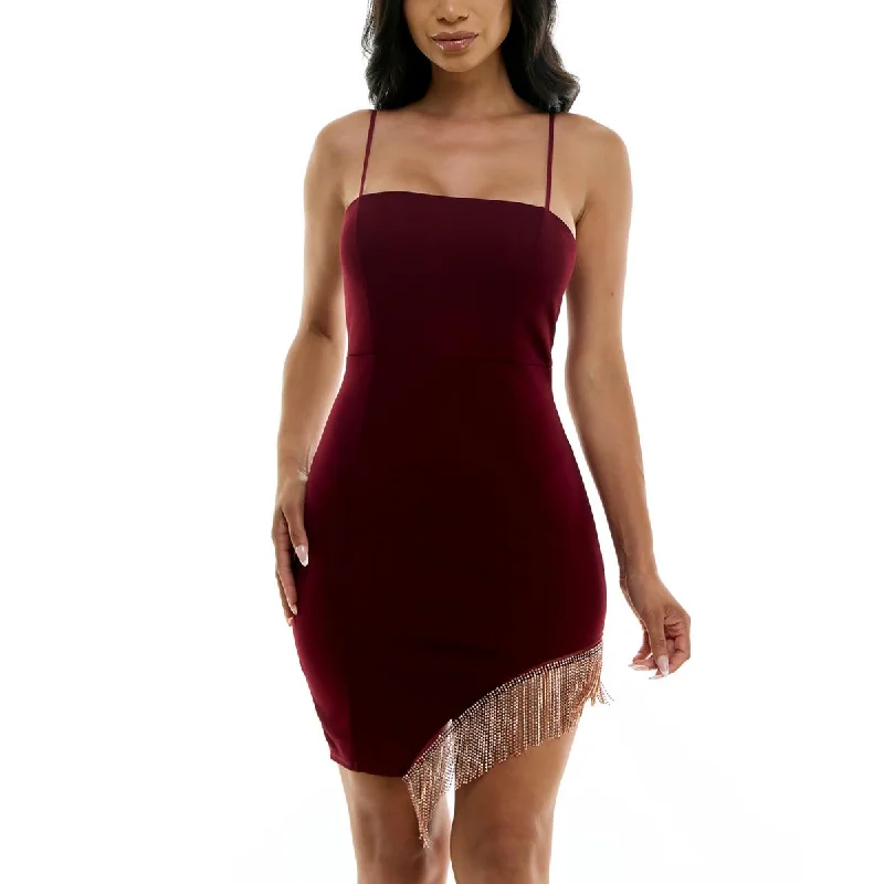 women's short-sleeved dressesEmerald Sundae Womens Juniors Fringe  Bodycon Dress