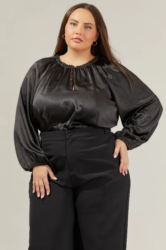 women's tops for those who want to stay cool and chic during warmer weatherAlcazar Raglan Sleeve Satin Blouse Curve