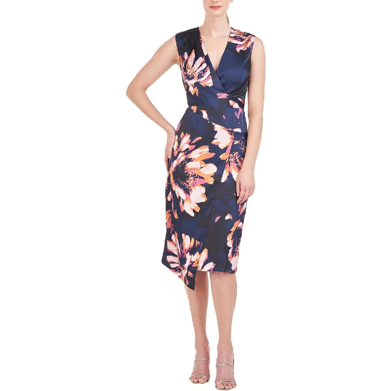 Pastel DressKay Unger New York Womens Floral Print Pleated Midi Dress