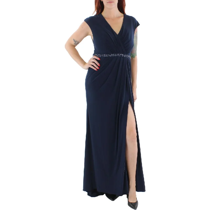 women's chiffon dressesMac Duggal Womens Faux Wrap Long Evening Dress