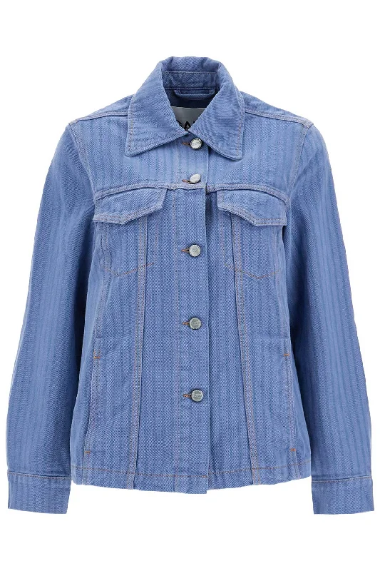 women's coats for those who appreciate timeless fashionGanni Women's "Striped Overdyed blue Jacket