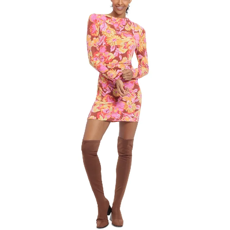 Button-Down DressDonna Morgan Womens Printed Gathered Bodycon Dress