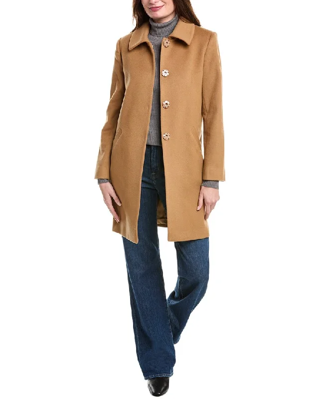 women's coats with velvet finishessofiacashmere Modern Luxe Wool & Cashmere-Blend Coat