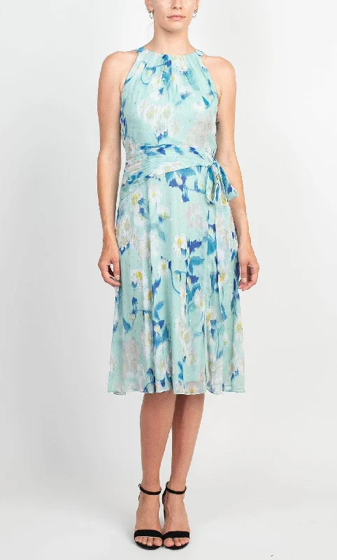 Custom DressAdrianna Papell AP1D104534 - Halter Neck Floral Midi Dress