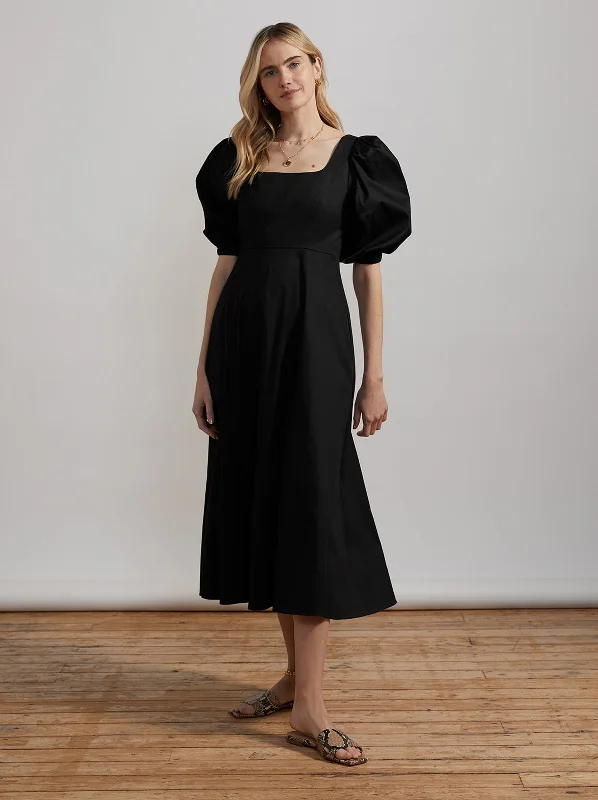 Knit DressDeborah Black Cotton Midi Dress