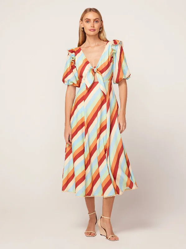 Ruffle DressPia Multi Stripe Midi Dress