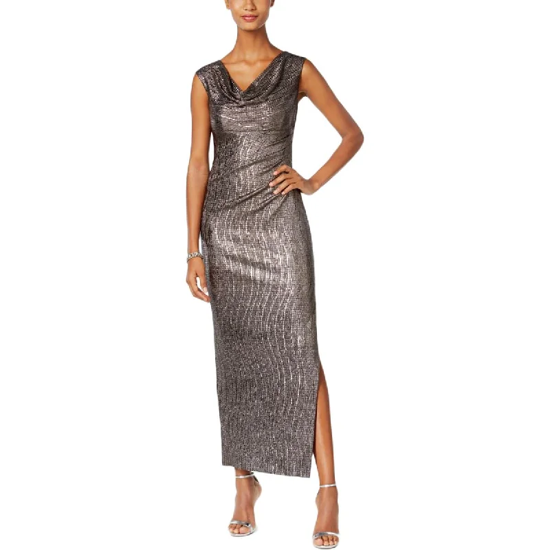 Plus-Size DressConnected Apparel Womens Petites Metallic Cowl Neck Evening Dress