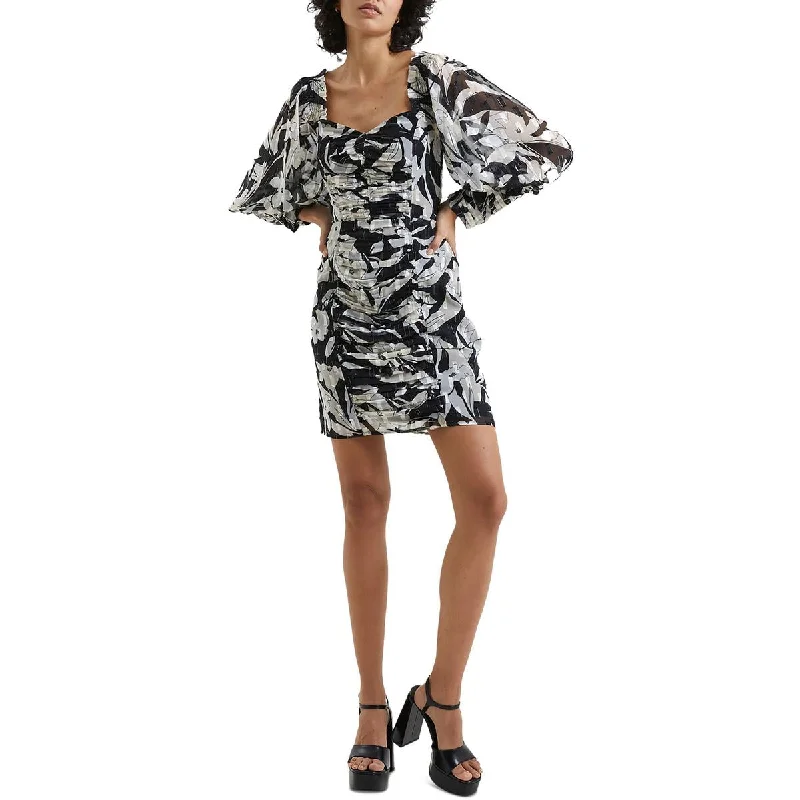 women's flowy dressesFrench Connection Womens Floral Printed Above Knee Bodycon Dress