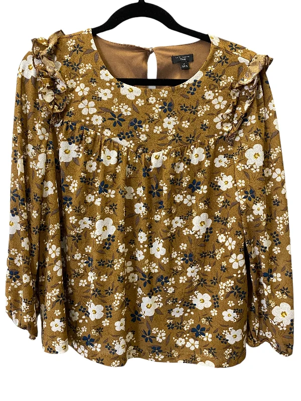 elegant women's topsTop Long Sleeve By Ann Taylor In Floral Print, Size: L