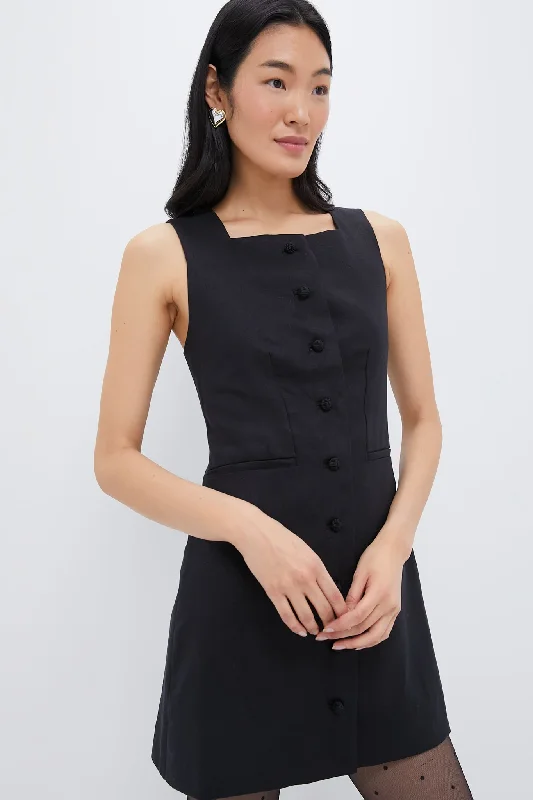 women's lightweight dressesBlack Rio Button Mini Dress