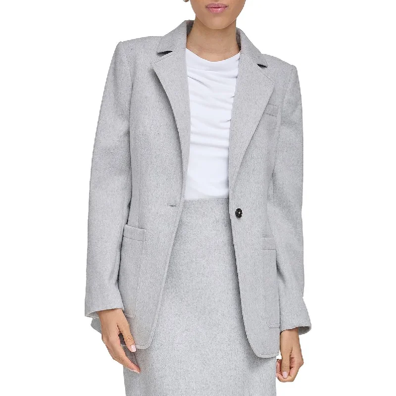 Womens Shoulder Pads Long Sleeve One-Button Blazer