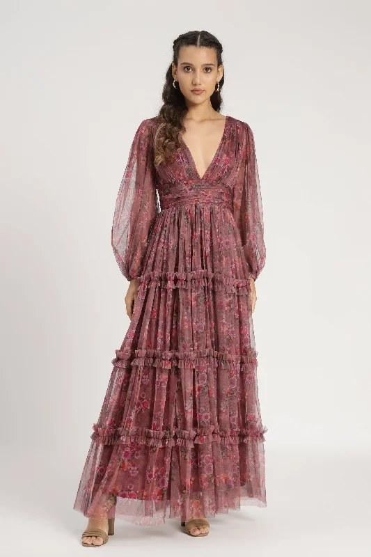 women's fair-trade dressesLydia Maxi Dress in Purple Floral