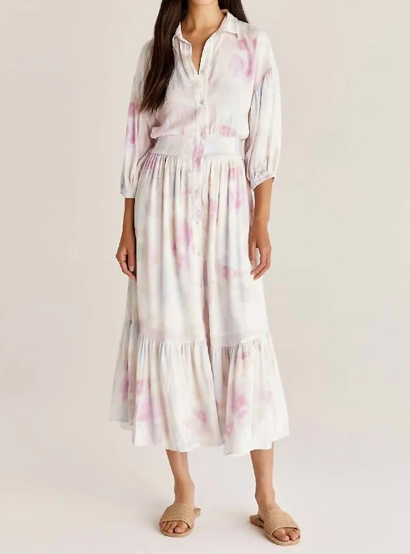 Off-The-Shoulder DressTanya Blurred Maxi Dress In Watercolor