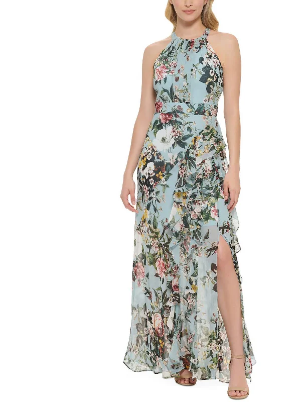 women's casual Friday dressesWomens Floral Halter Maxi Dress