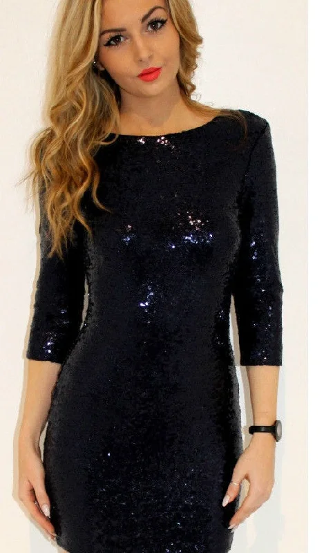 women's maximalist dressesVinci Padded Sequin Mini Dress - Black