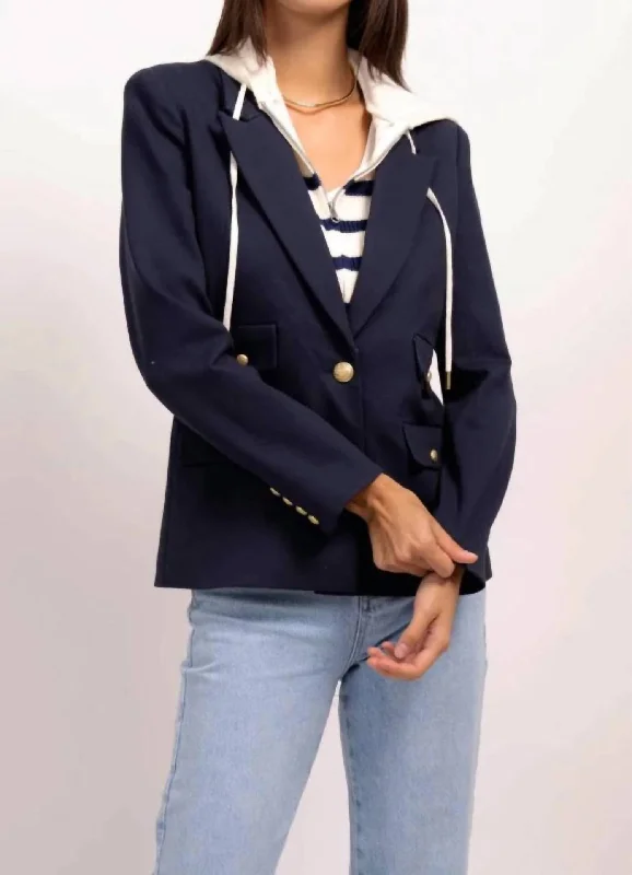 Dawson Nautical Stripe Dickie Blazer In Navy