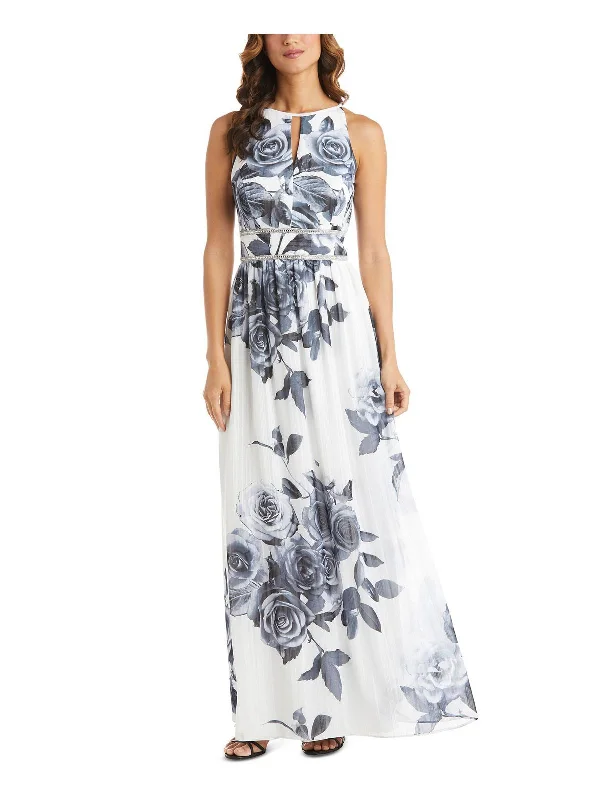 women's retro dressesPetites Womens Floral Maxi Evening Dress