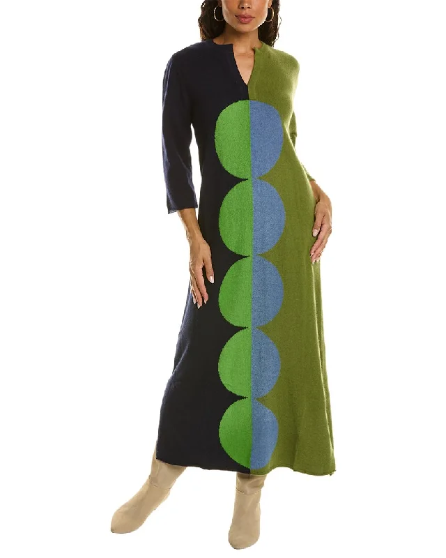 Bow-Tie DressFrances Valentine Cozy Abstract Circles Wool-Blend Maxi Dress