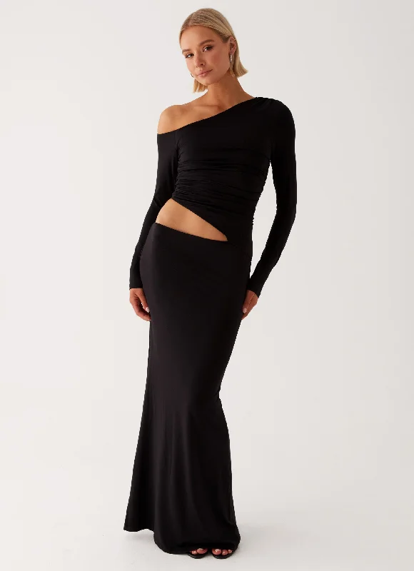 women's silk dressesGood Vibrations Maxi Dress - Black