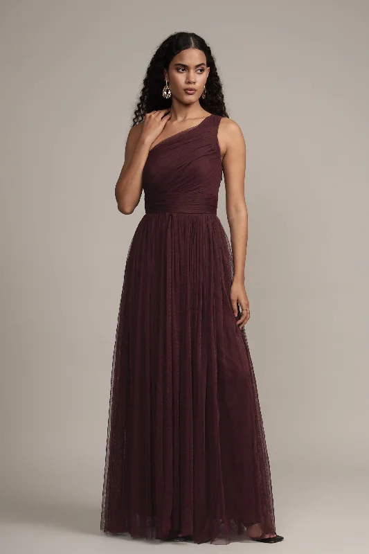 Wedding DressOne Shoulder Maxi Dress in Plum