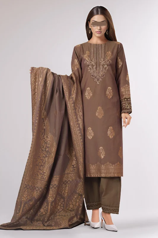 Embroidered Cotton Jacquard Stitched 3 Piece