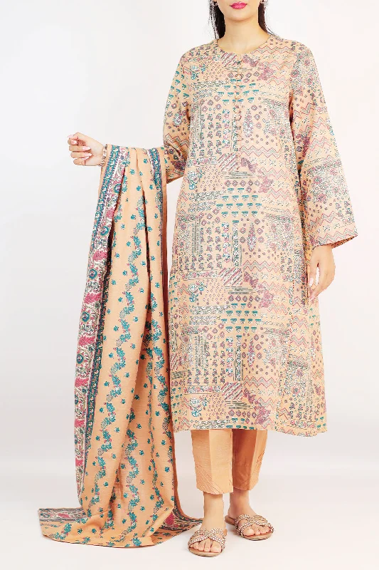 Printed Khaddar Stitched 3 Piece