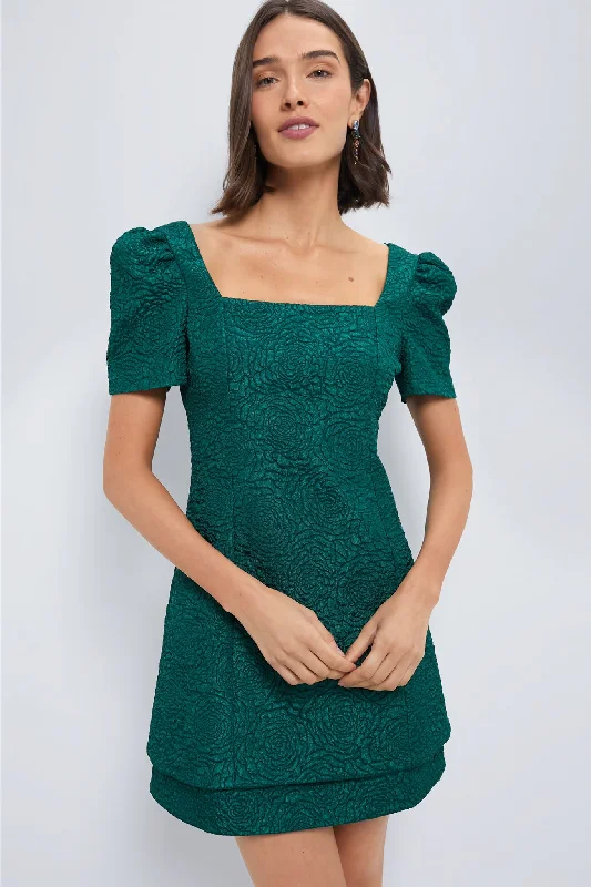 Chic DressEmerald Green Jacquard Juliana Mini Dress