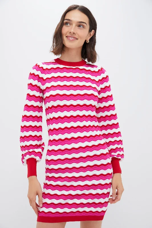 women's long-sleeved dressesRuby Wavy Stripe Callie Mini Dress