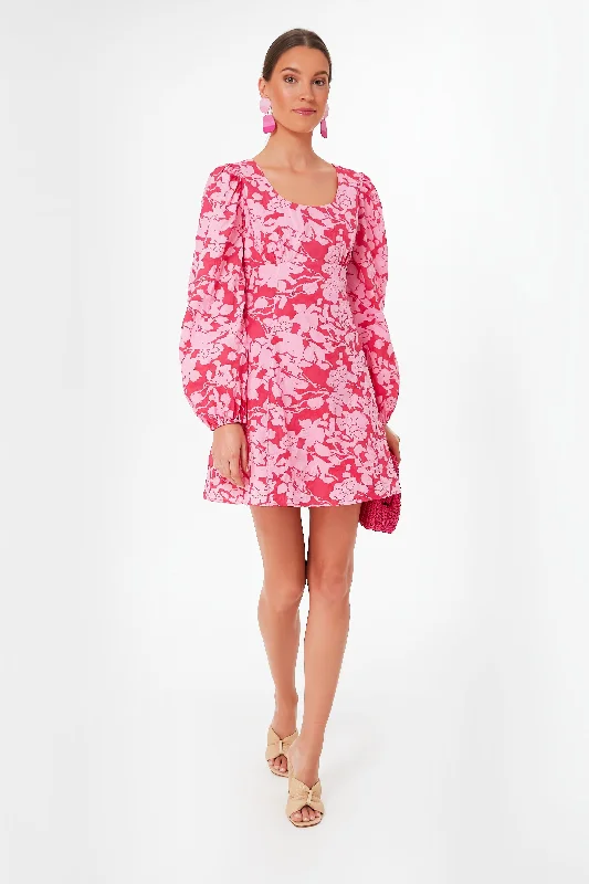 Asymmetric DressRed and Pink Balloon Sleeve Sienna Mini Dress