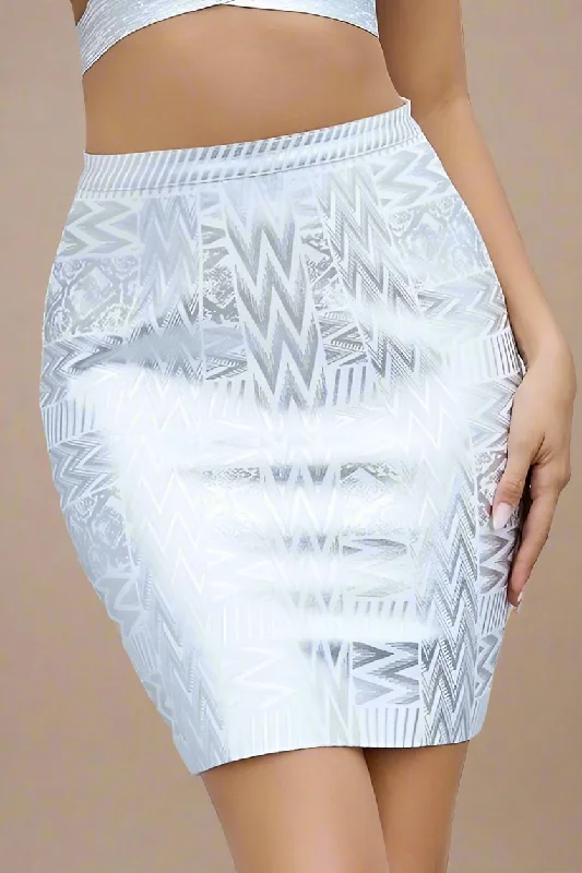 Empire DressHigh Waist Metallic Mini Skirt - Silver