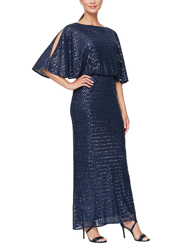 women's lace-up dressesWomens Sequined Maxi Evening Dress