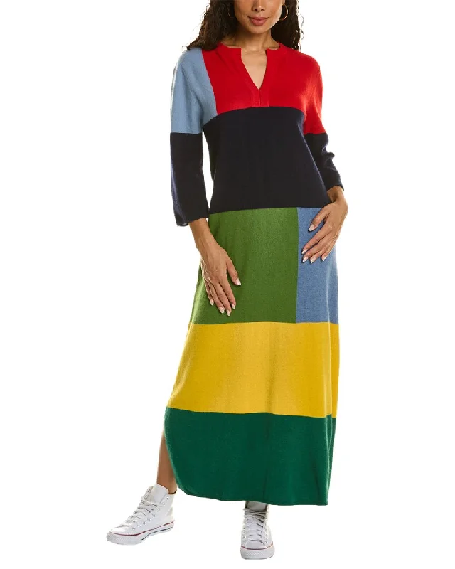 Beaded DressFrances Valentine Colorblocked Wool-Blend Maxi Dress