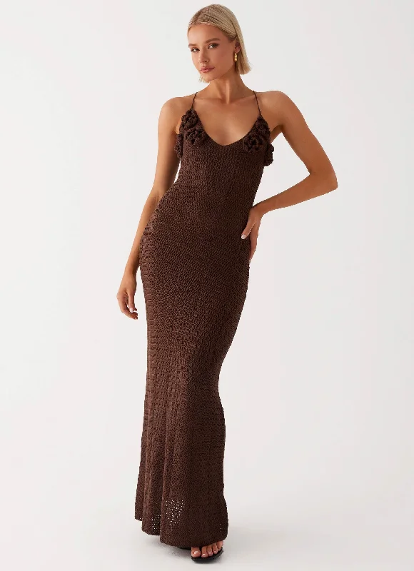 Tulle DressZara Rose Crochet Maxi Dress - Chocolate