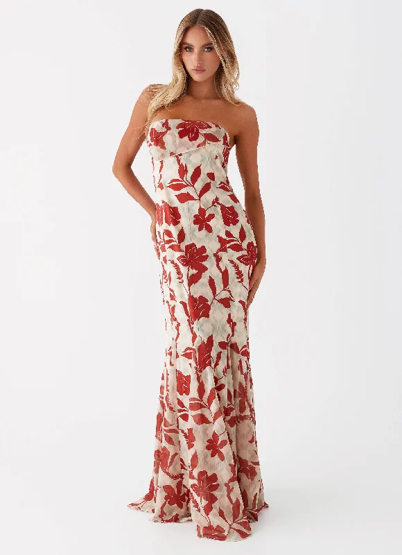 Knit DressWilla Maxi Dress - Red Green Floral