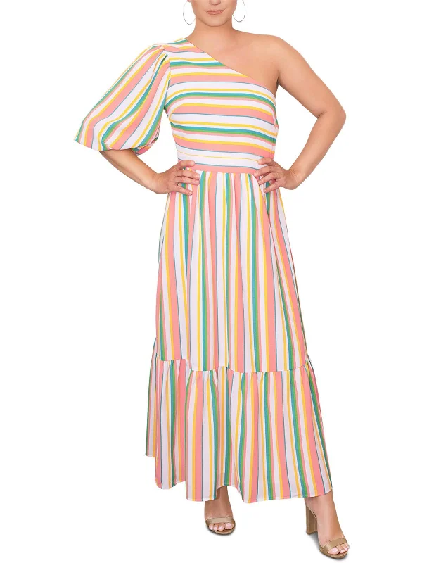 women's breathable dressesWomens Striped Long Maxi Dress