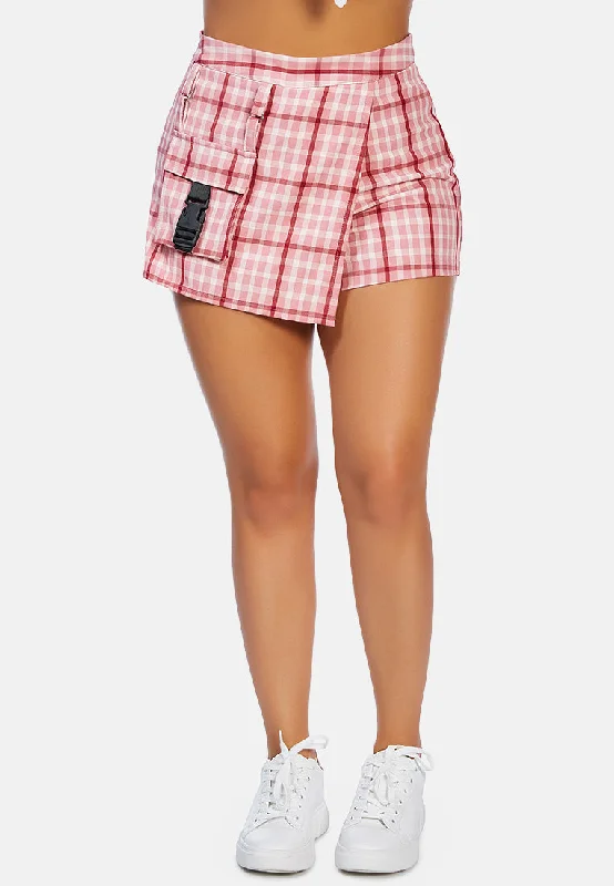 pocket of candies chequered skort