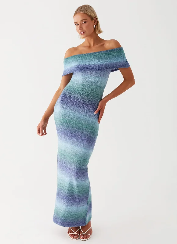 women's evening dressesClarity Knit Maxi Dress - Blue Ombre