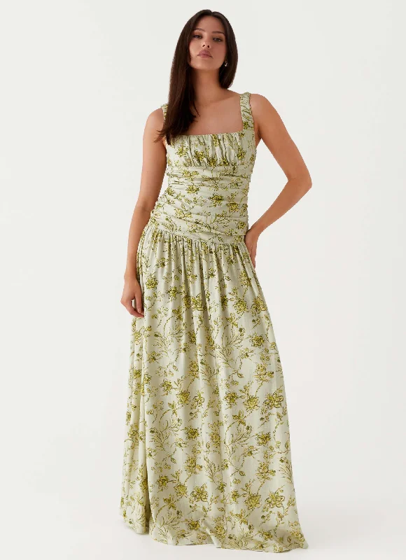 women's versatile dressesZinna Linen Maxi Dress - Sage Floral