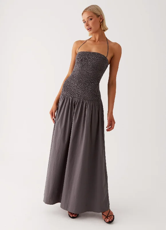 Backless DressZahra Maxi Dress - Charcoal