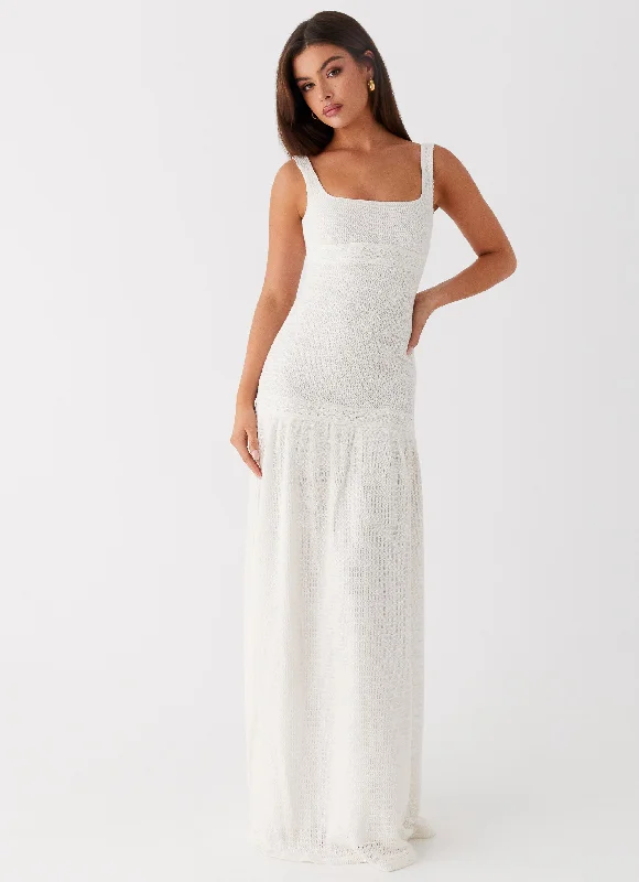 women's cold-shoulder dressesLyrical Maxi Dress - Ivory