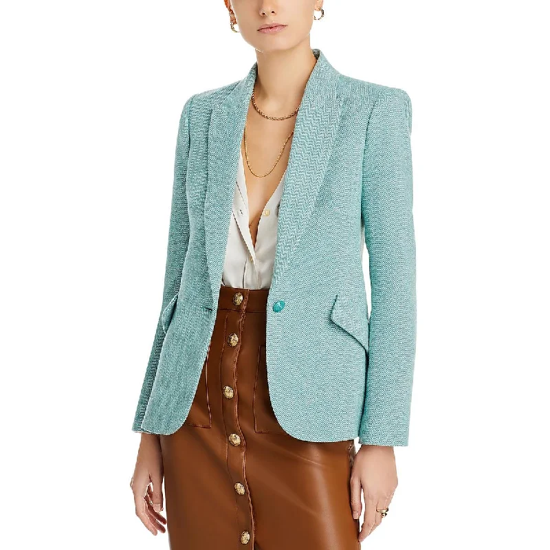 Womens Wool Blend Office One-Button Blazer