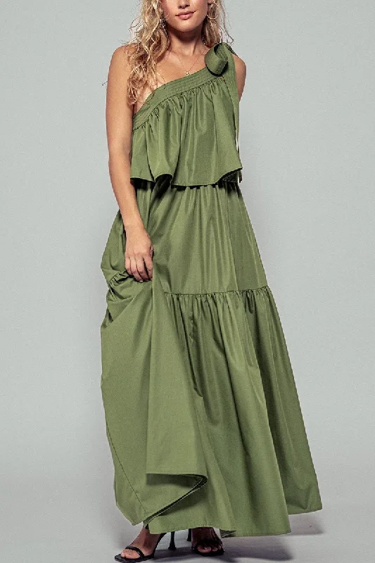 Designer DressTrend:Notes Women's Dresses One Shoulder Maxi Dress