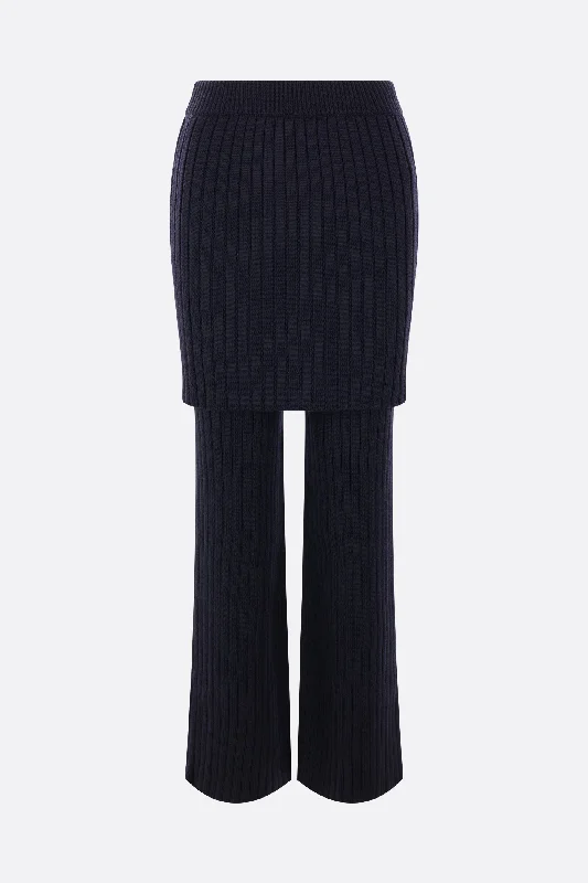 women's midi skirtsrib knit skirt-trousers