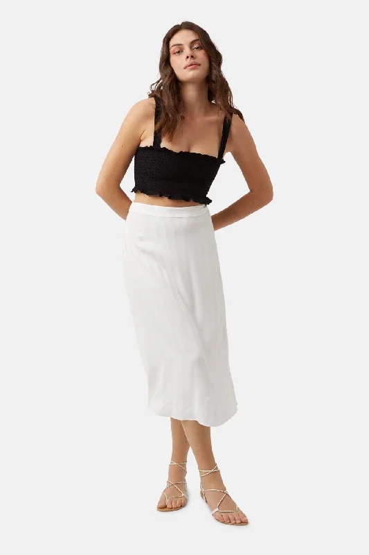 women's woven A-line skirts for summerTelling Stories Skirt in White