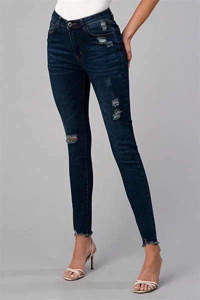 women's elastic waist pantsAmerican Blue Distressed Skinny Denim Jeans - Pack of 12